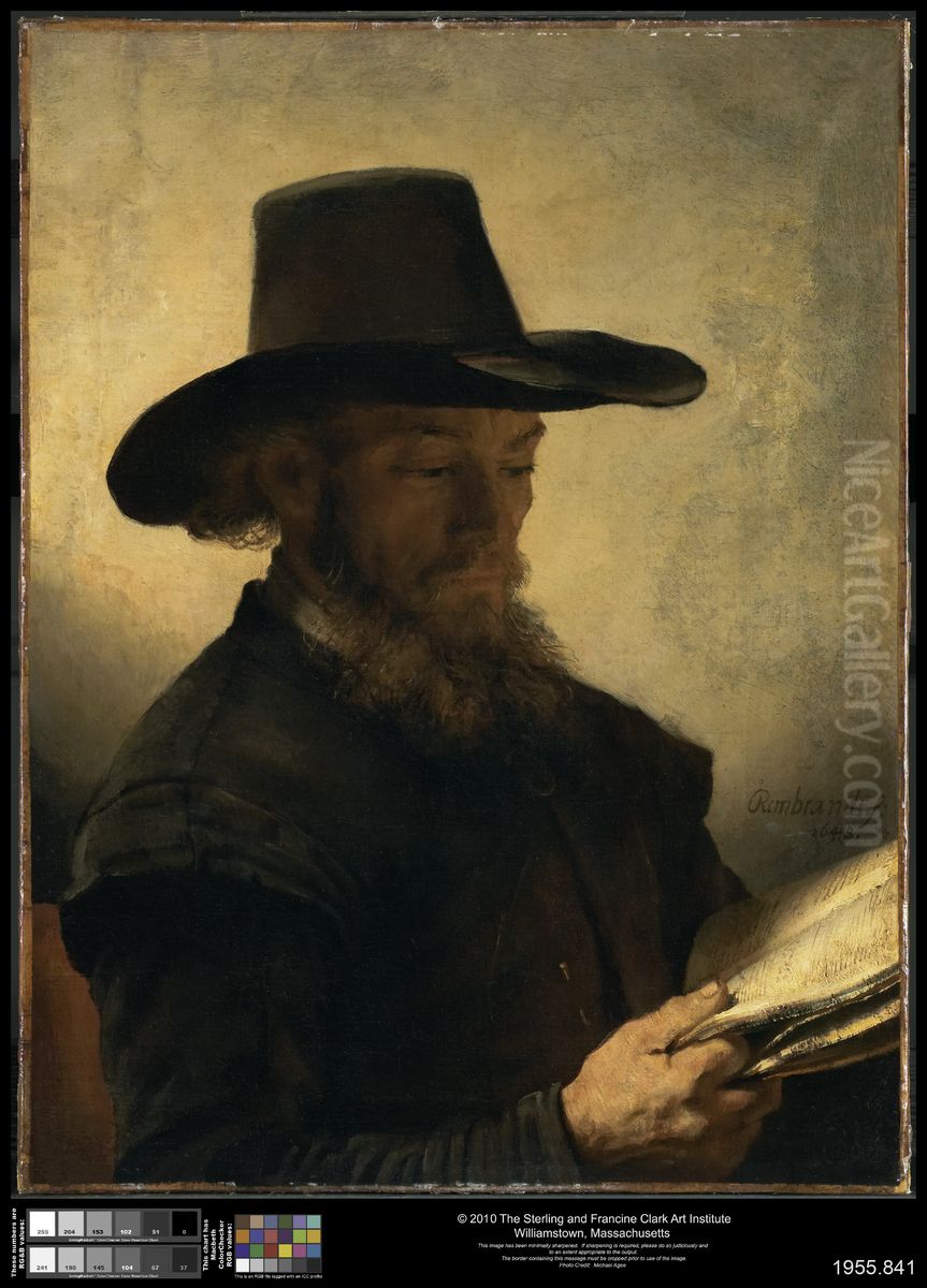 Man Reading Oil Painting by Rembrandt