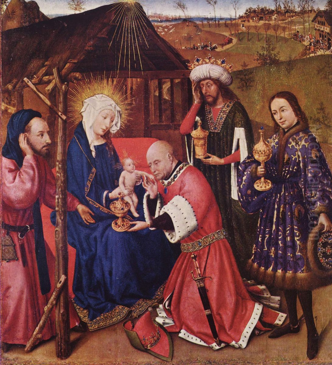 Anbetung der Heiligen Drei Konige Oil Painting by Jacques Daret