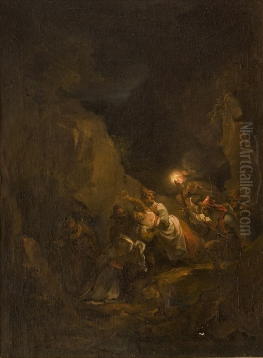 Robbery Scene Oil Painting by Aleksander Laureus