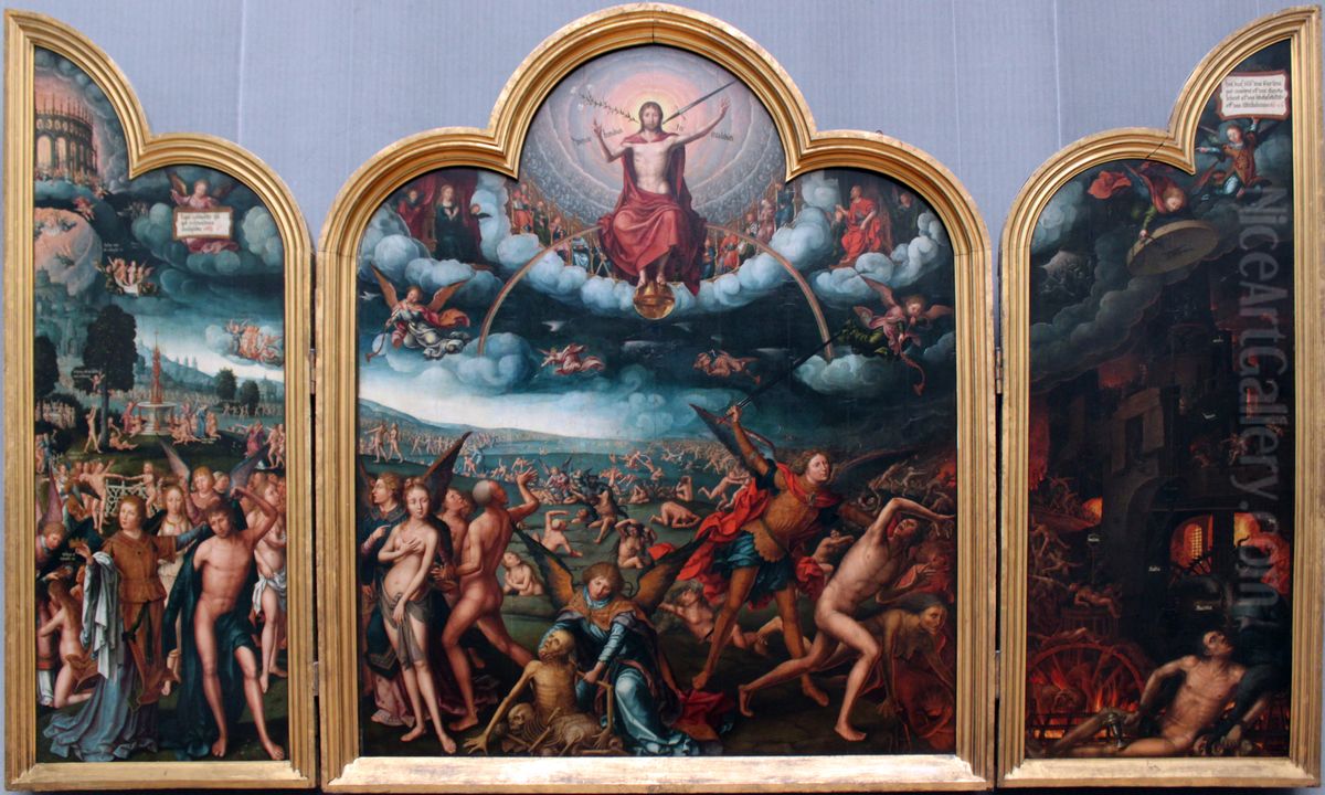 Triptychon mit dem Jungsten Gericht Oil Painting by Jehan Bellegambe