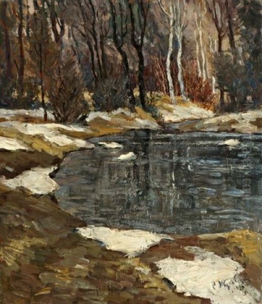 Aposni sneg Oil Painting by Stanislaw Zukowski