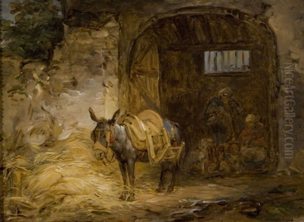 Saddled Donkey Oil Painting by Aleksander Laureus