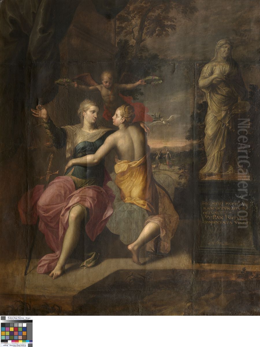 Justitia and Pax Oil Painting by Jacob De Backer