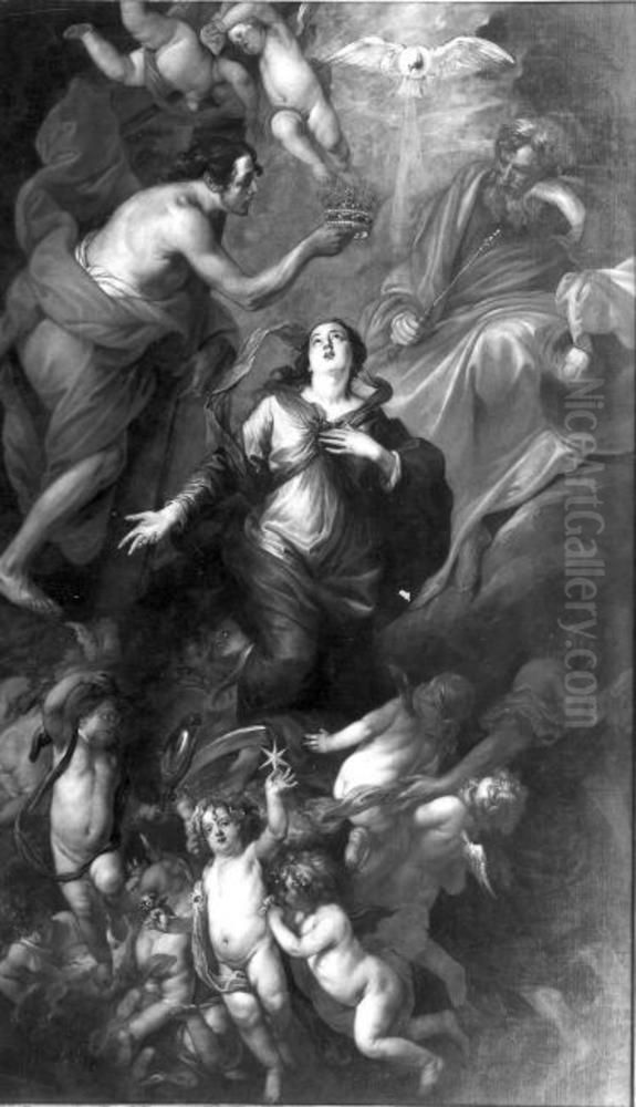 The coronation of Mary (Matthew 28, Mark 16, Luke 24, John 20-21) Oil Painting by Thomas Willeboirts Bosschaert