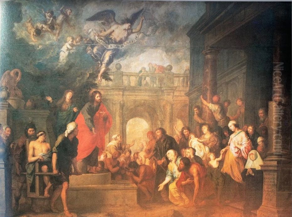 Christ Healing the Sick People Lying near the Pool of Bethesda Oil Painting by Theodoor Boeyermans