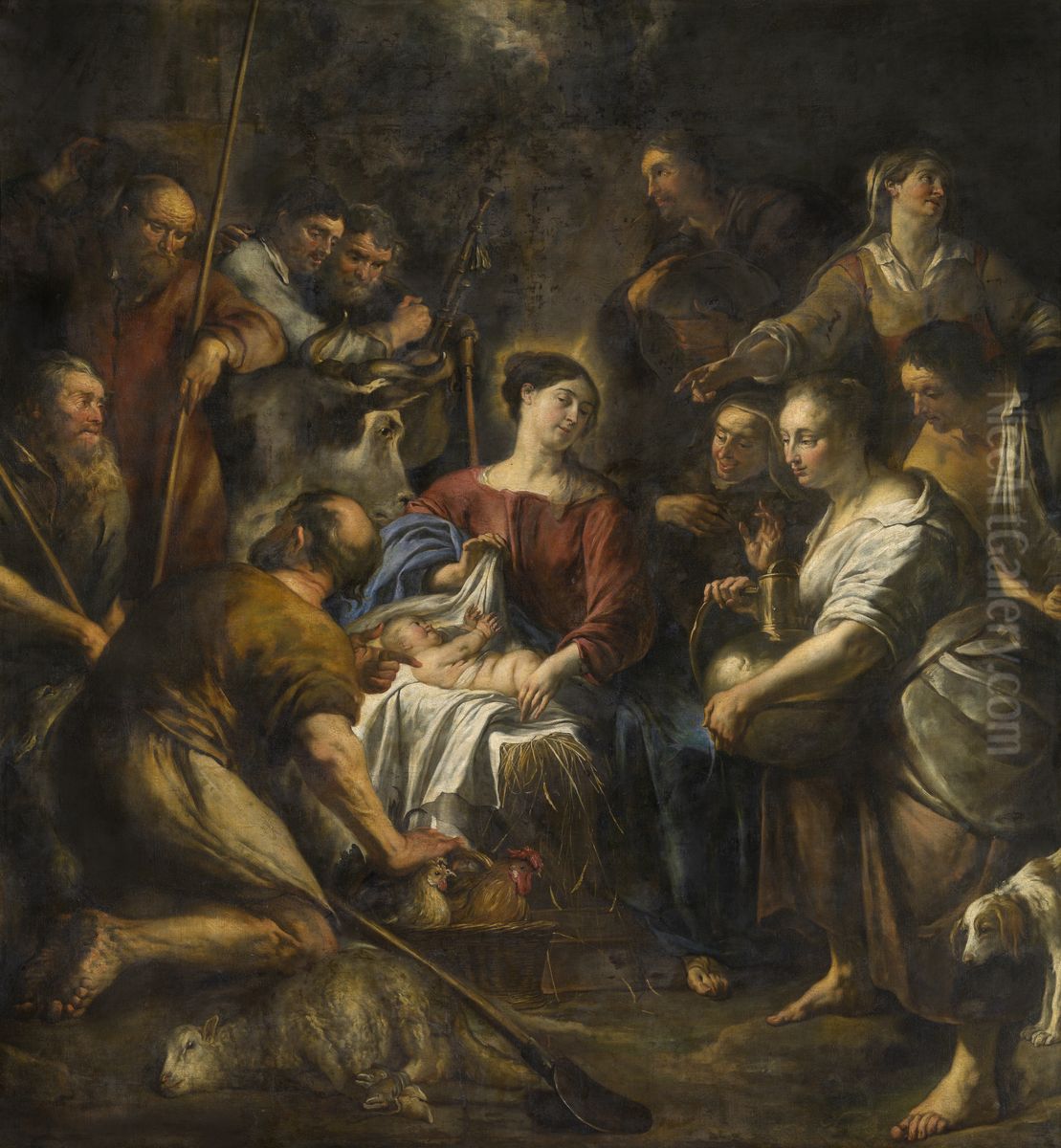 Aanbidding door de herders Oil Painting by Jan Cossiers