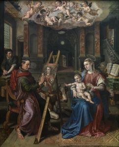 Heilige Lucas schildert de Madonna