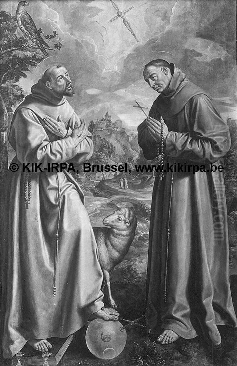 De heiligen Franciscus van Assisi en Didacus van Alcala Oil Painting by Maerten De Vos