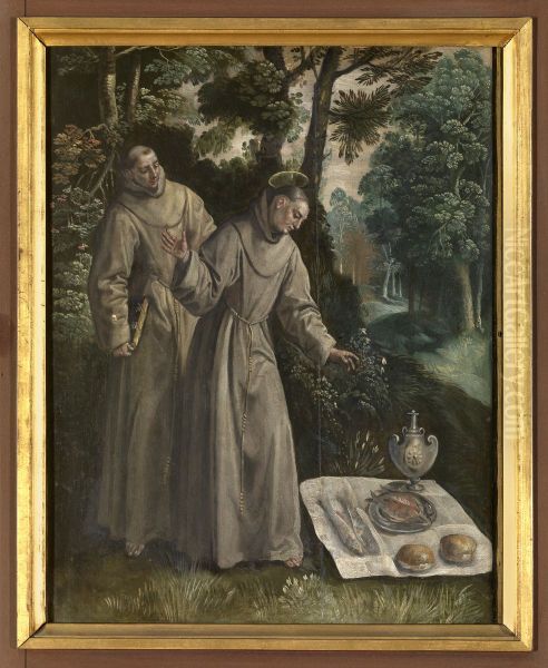 Heilige Didacus vindt een wonderbaarlijke maaltijd Oil Painting by Maerten De Vos