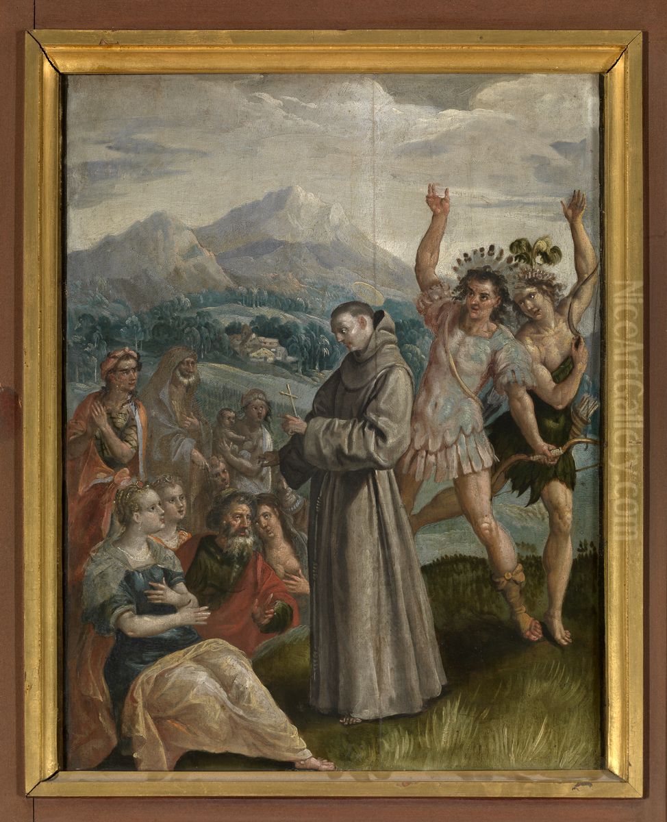 Saint Didacus Preaches in the Canary Islands Oil Painting by Maerten De Vos