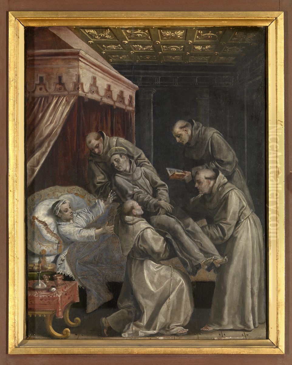 De Spaanse kroonprins Don Carlos geneest na aanraking van het lijk van de heilige Didacus Oil Painting by Maerten De Vos