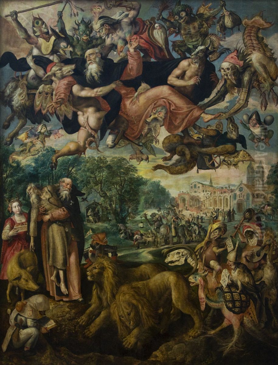 The Temptations of Antony Abbot of Egypt Oil Painting by Maerten De Vos