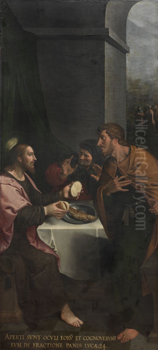 De discipelen te Emmaus Oil Painting by Ambrosius Francken I
