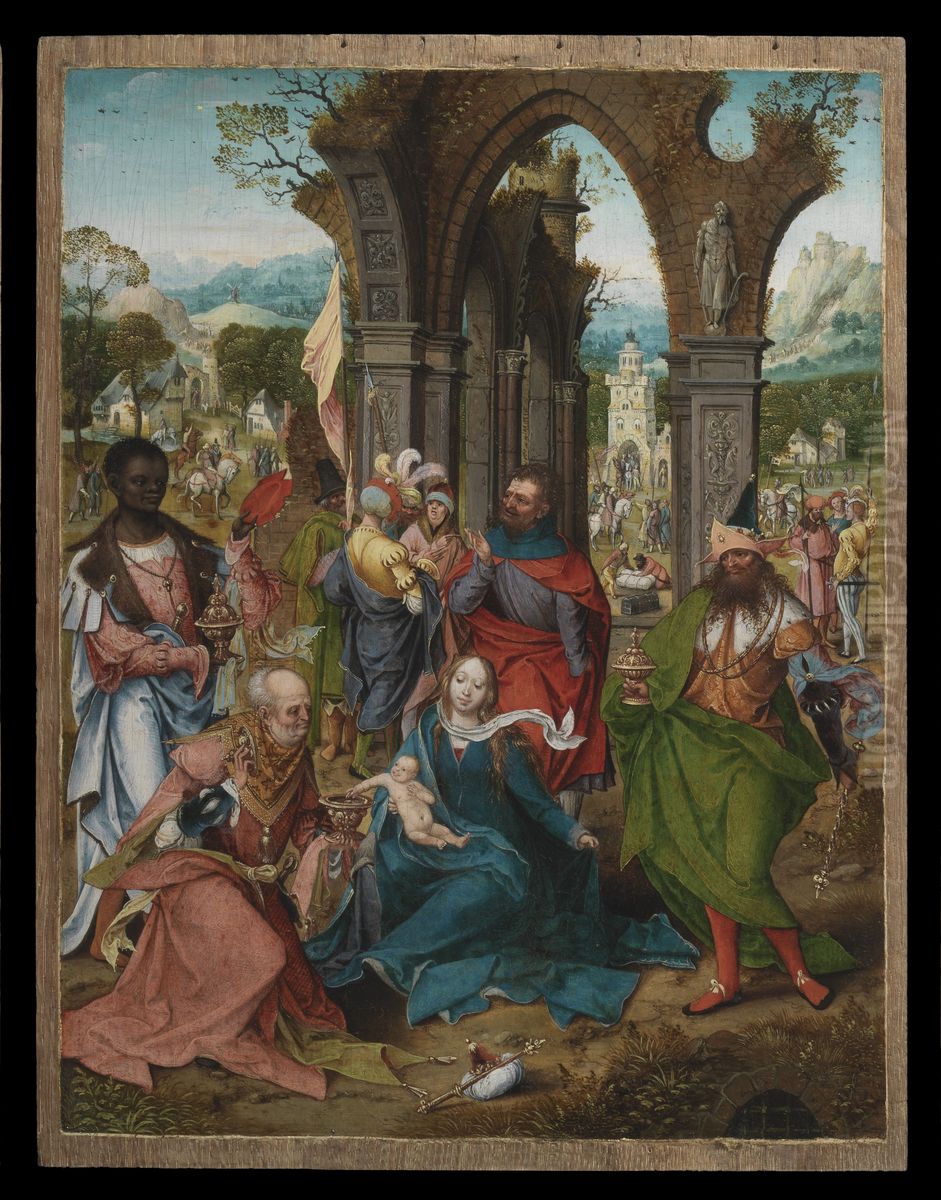 Aanbidding door de koningen Oil Painting by Master of the Antwerp Adoration