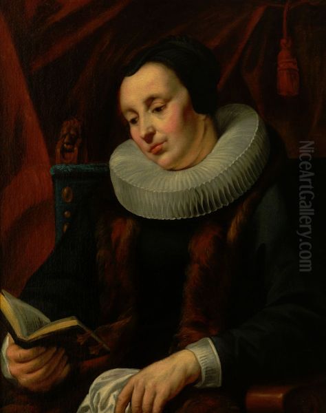 Portrait of a woman reading a book Oil Painting by Jacob Jordaens