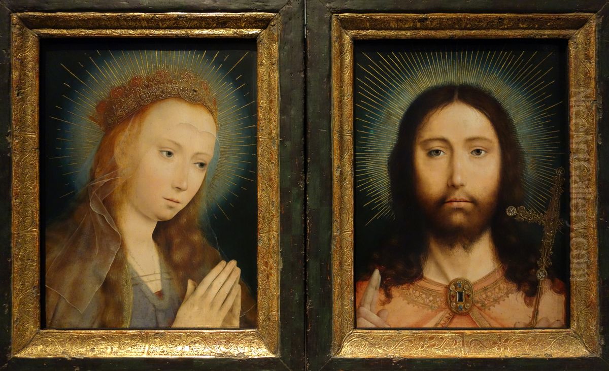 Christ Salvator Mundi and Mary at Prayer Oil Painting by Quinten Metsys