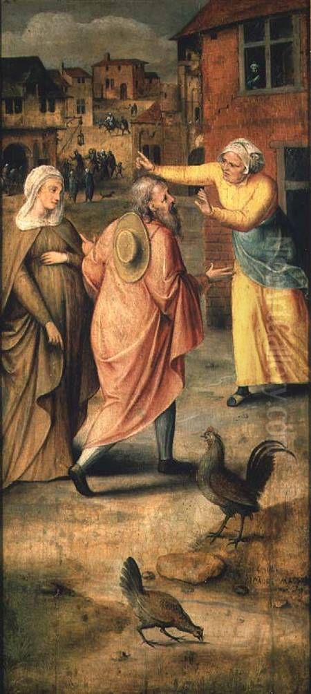 Maria en Jozef wordt onderdak geweigerd Oil Painting by Jan Matsys