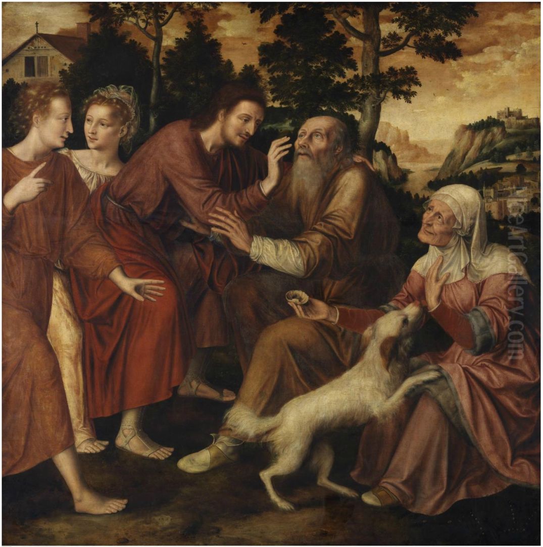 The healing of Tobit Oil Painting by Jan Matsys The healing of Tobit Oil Painting by Jan Matsys