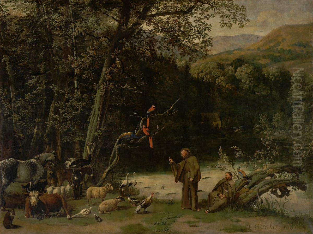 Saint Francis Preaching to the Animals Oil Painting by Johannes Siberechts