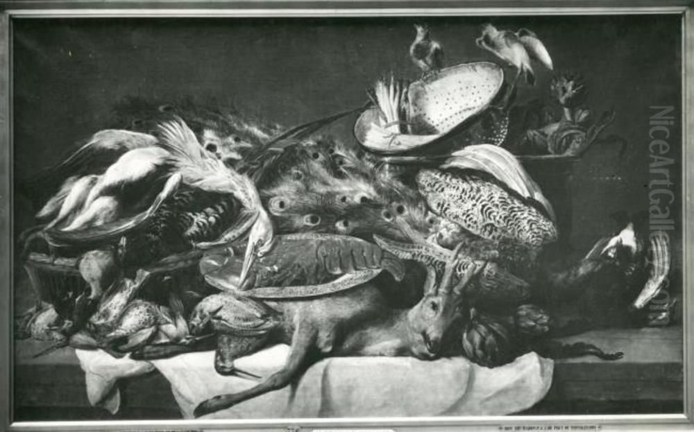 Still life with game, birds and a lobster on a table Oil Painting by Frans Snyders