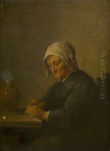 Old woman who cuts tobacco