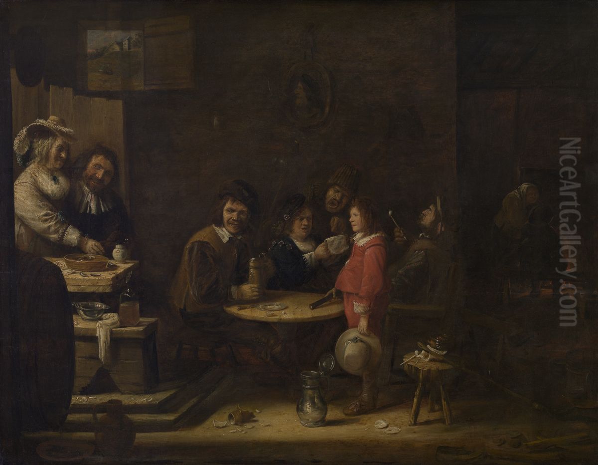 De vijf zintuigen Oil Painting by Joos van Craesbeeck