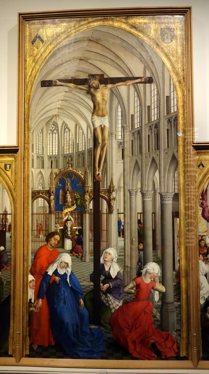 Christus aan het kruis en de Eucharistie Oil Painting by Rogier van der Weyden