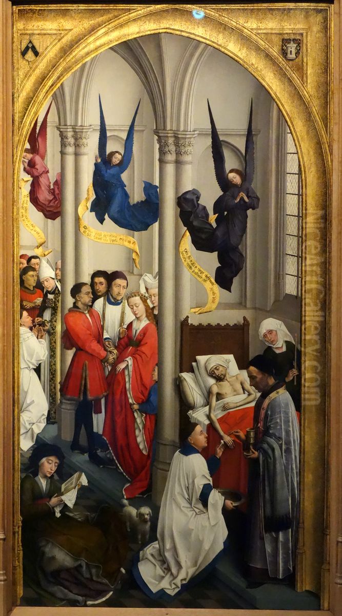 Priesterwijding, huwelijk en laatste oliesel Oil Painting by Rogier van der Weyden