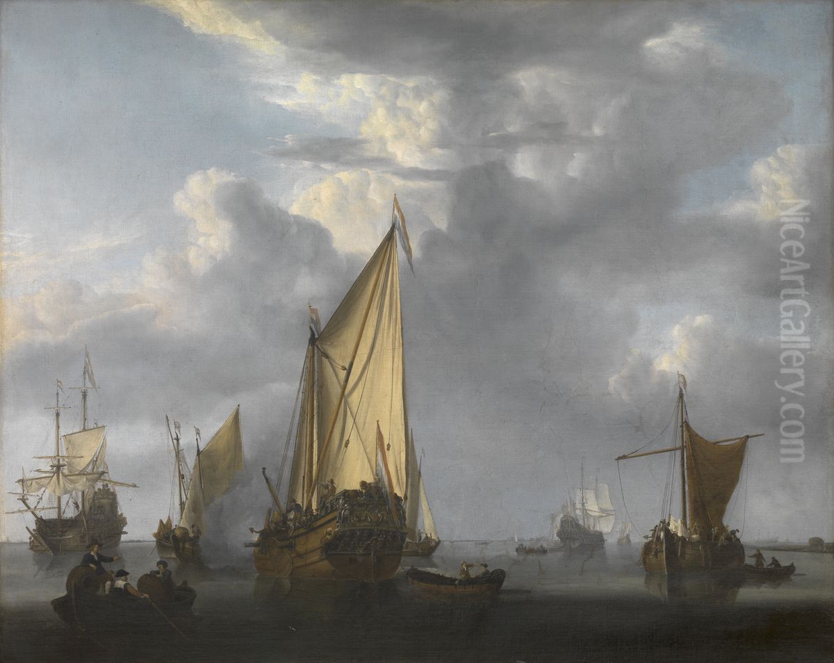 The Canon Shot Oil Painting by Willem van de Velde the Younger