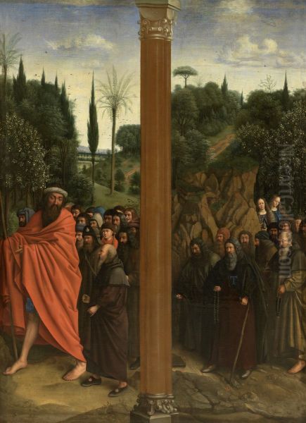 Holy Hermits and Holy Pilgrims Oil Painting by Jan Van Eyck
