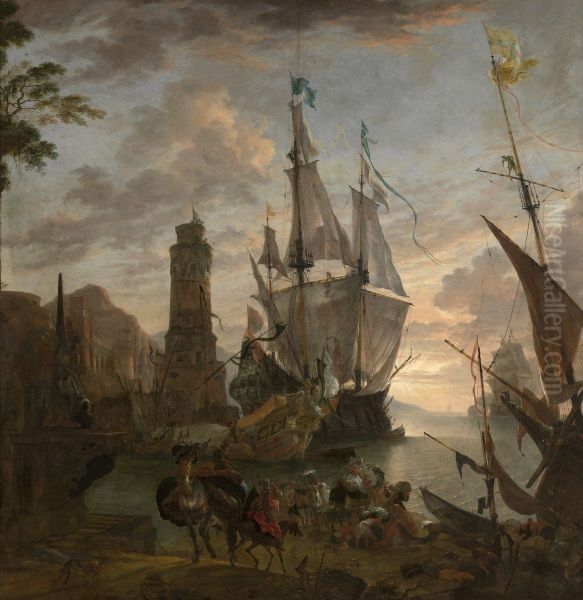 Eastern Seaport Oil Painting by Hendrik van Minderhout