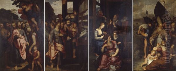 Zijluiken van het altaarstuk van de meerseniers Oil Painting by Otto van Veen