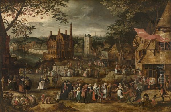 Dorpskermis Oil Painting by David Vinckboons I