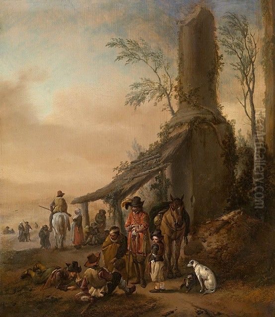 The Rider's Halting Place Oil Painting by Philips Wouwerman
