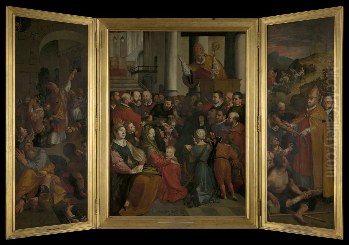 Altaarstuk van het smedenambacht Oil Painting by Ambrosius Francken I