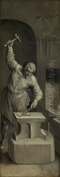 Saint Eligius in his smithy Oil Painting by Ambrosius Francken I