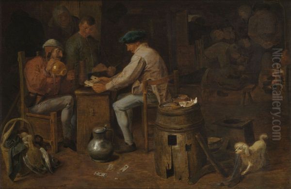 Kaartspelers en brassers Oil Painting by Adriaen Brouwer