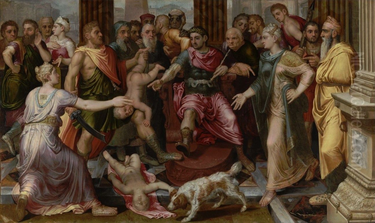 The Judgement of Solomon Oil Painting by Frans Floris I