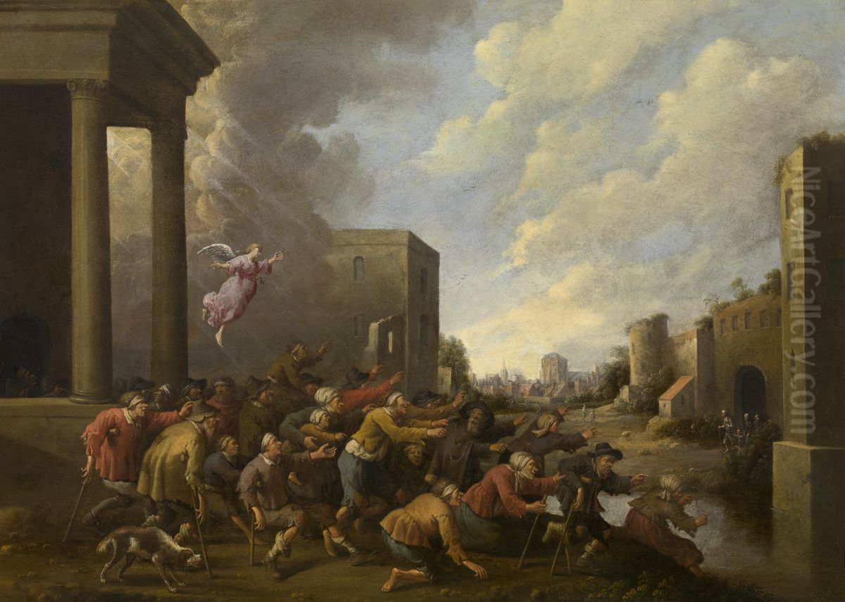 De bron van Bethesda Oil Painting by Joost Cornelisz Droochsloot