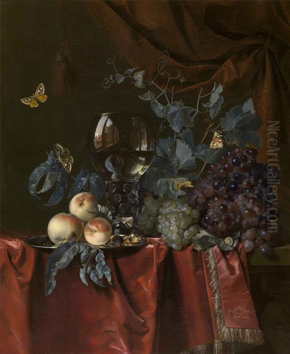 Still life of fruits and a wineglass on a tablecloth Oil Painting by Willem Van Aelst Still life of fruits and a wineglass on a tablecloth Oil Painting by Willem Van Aelst