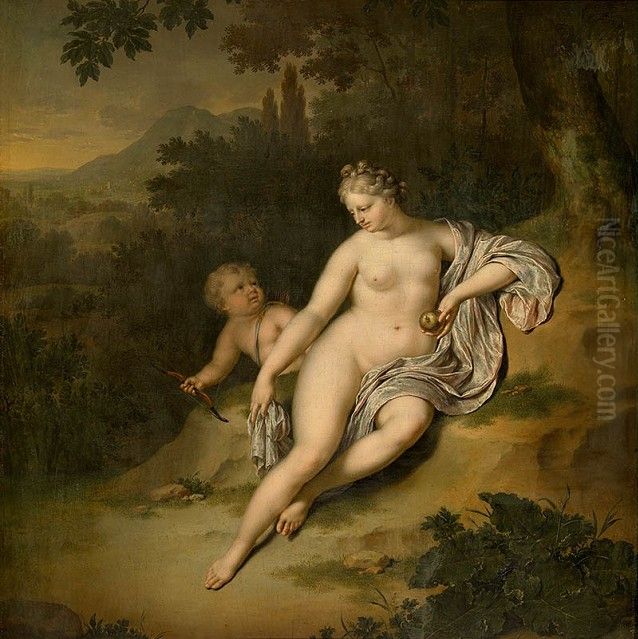 Venus and Cupid Oil Painting by Willem Van Mieris Leiden