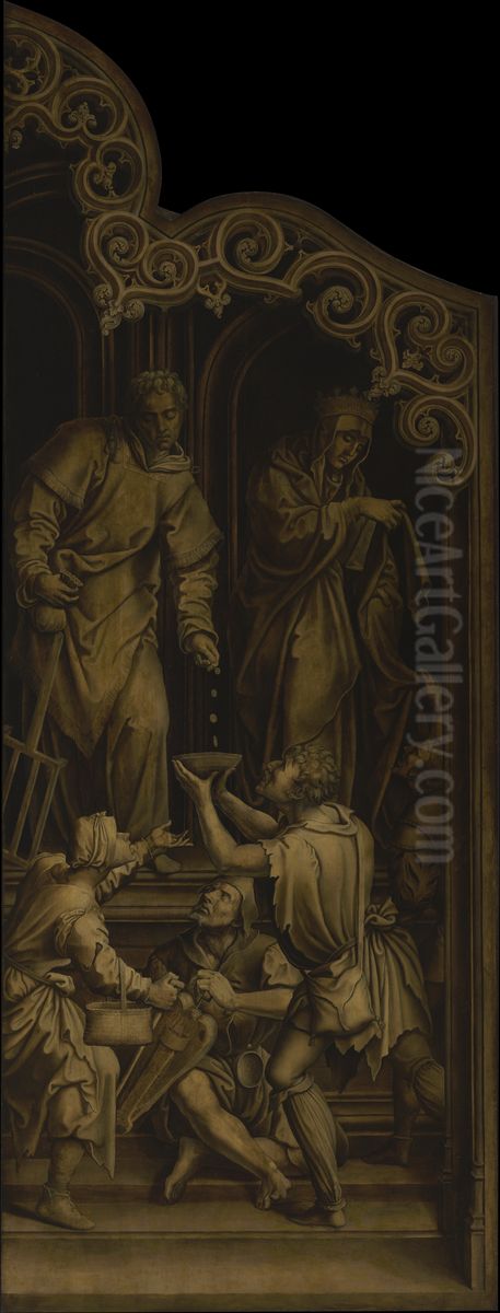 Heiligen Laurentius en Elisabeth Oil Painting by Orley, Bernard van