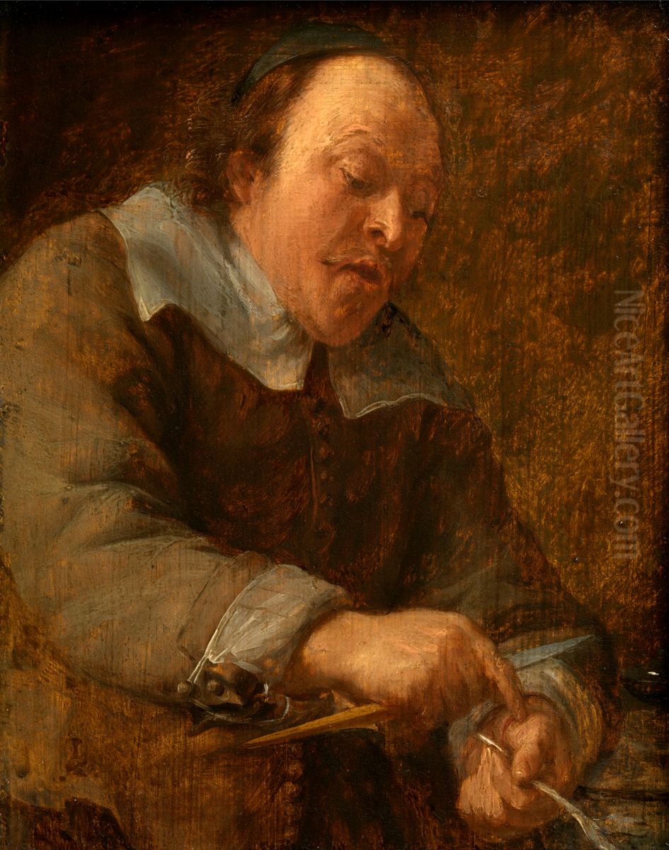 Touch (Possibly the portrait of Pieter Meert) Oil Painting by Gonzales Coques