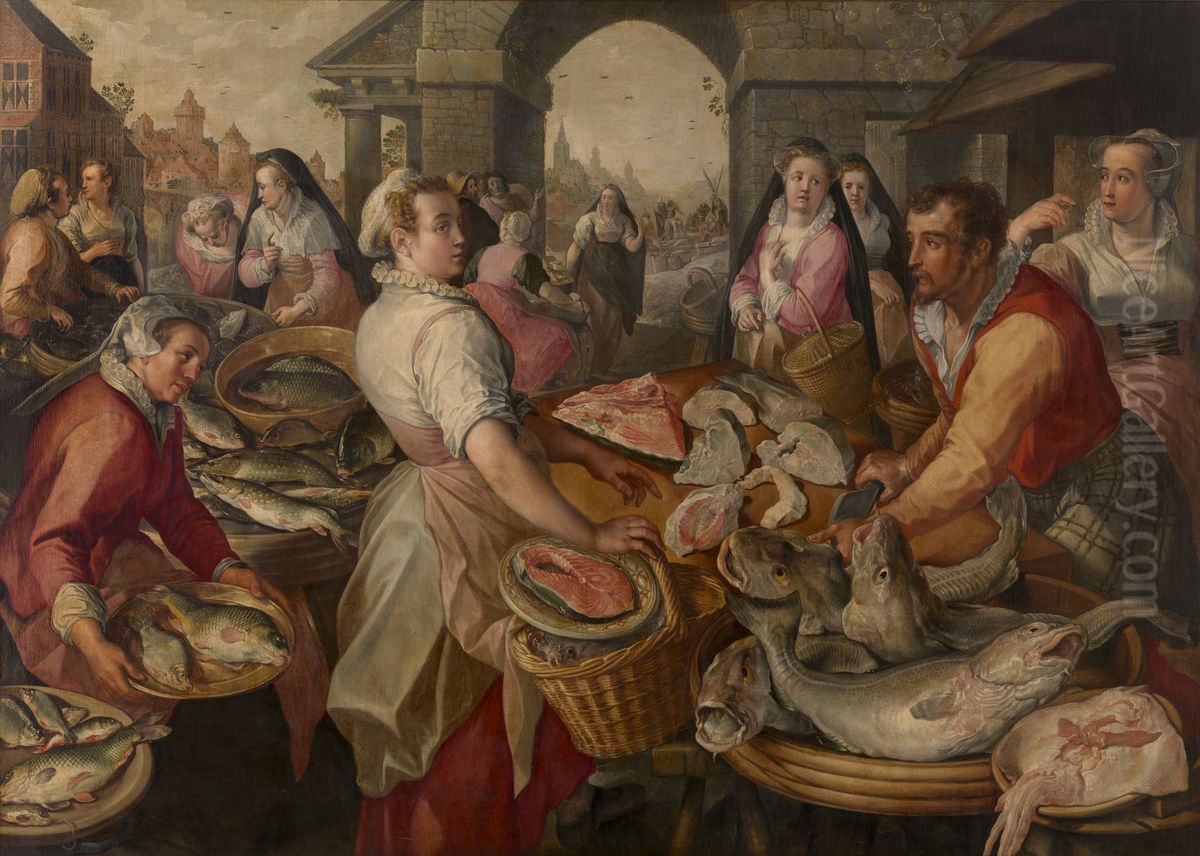 De vismarkt Oil Painting by Joachim Beuckelaer
