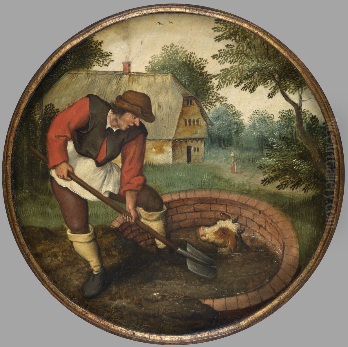 Als het kalf verdronken is, dempt men de put Oil Painting by Pieter Brueghel the Younger
