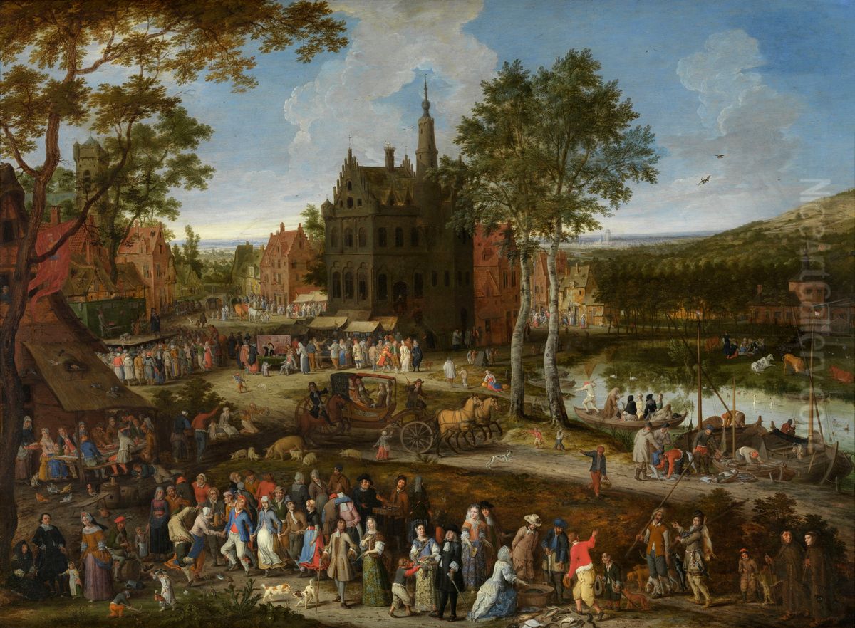 Kermis in a Flemish village Oil Painting by Peeter Gijsels