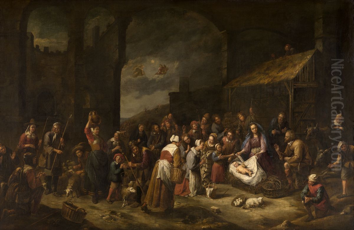 The Adoration of the Shepherds Oil Painting by Gillis van Tilborgh