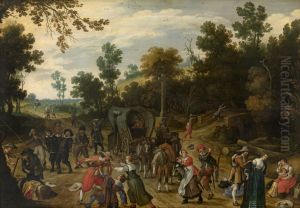 Landschap met overval op reizigers