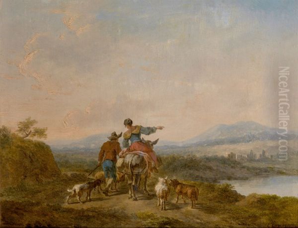 Landschap met figuren Oil Painting by Balthasar-Paul Ommeganck