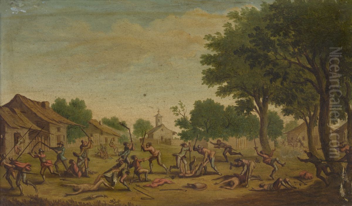 Village Fight Oil Painting by Jacques Callot Village Fight Oil Painting by Jacques Callot